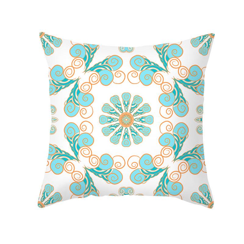 Blue Geometric Pillow Cover Nordic Simple Shopee Home Sofa Cushion Cover Peach Skin Printed Cushion