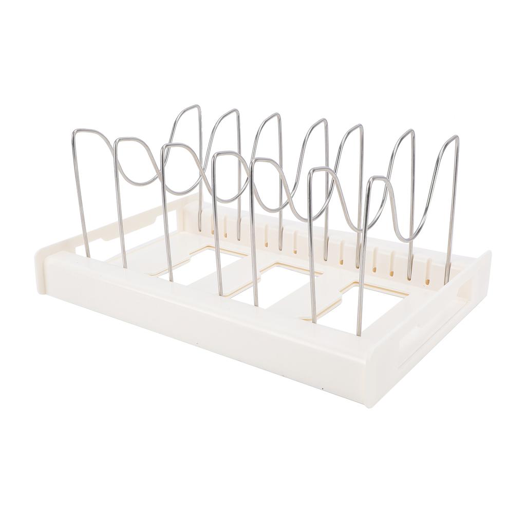 Pot and Pan Organizer Rack, Adjustable Kitchen Utensil Holder with Extendable Base (30.5 to 56 ), 7 Reinforced U Shape