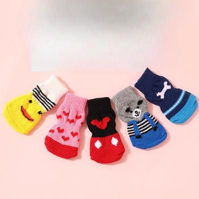 Pet Socks - Anti-slip Bottom Dog Socks for Small Dogs - Dog Foot Covers - Teddy Dog Cotton Socks - 4 Pieces Per Pack