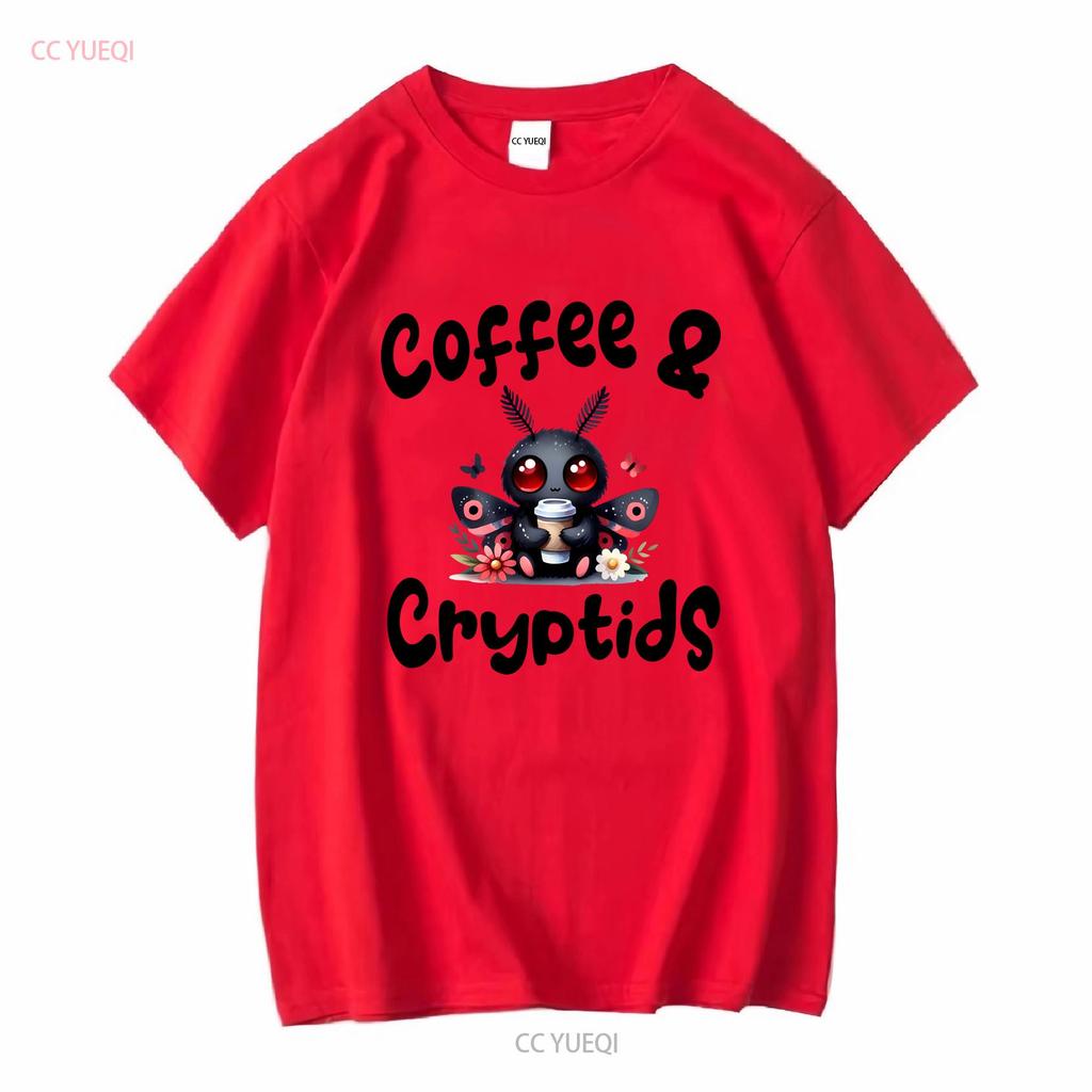 Coffee Cryptids T Shirt Lover Cryptid Mothman Creepy Kawaii Cute Bella Canvas 3001 Long or Short Sleeves Vintage Washed Fashion