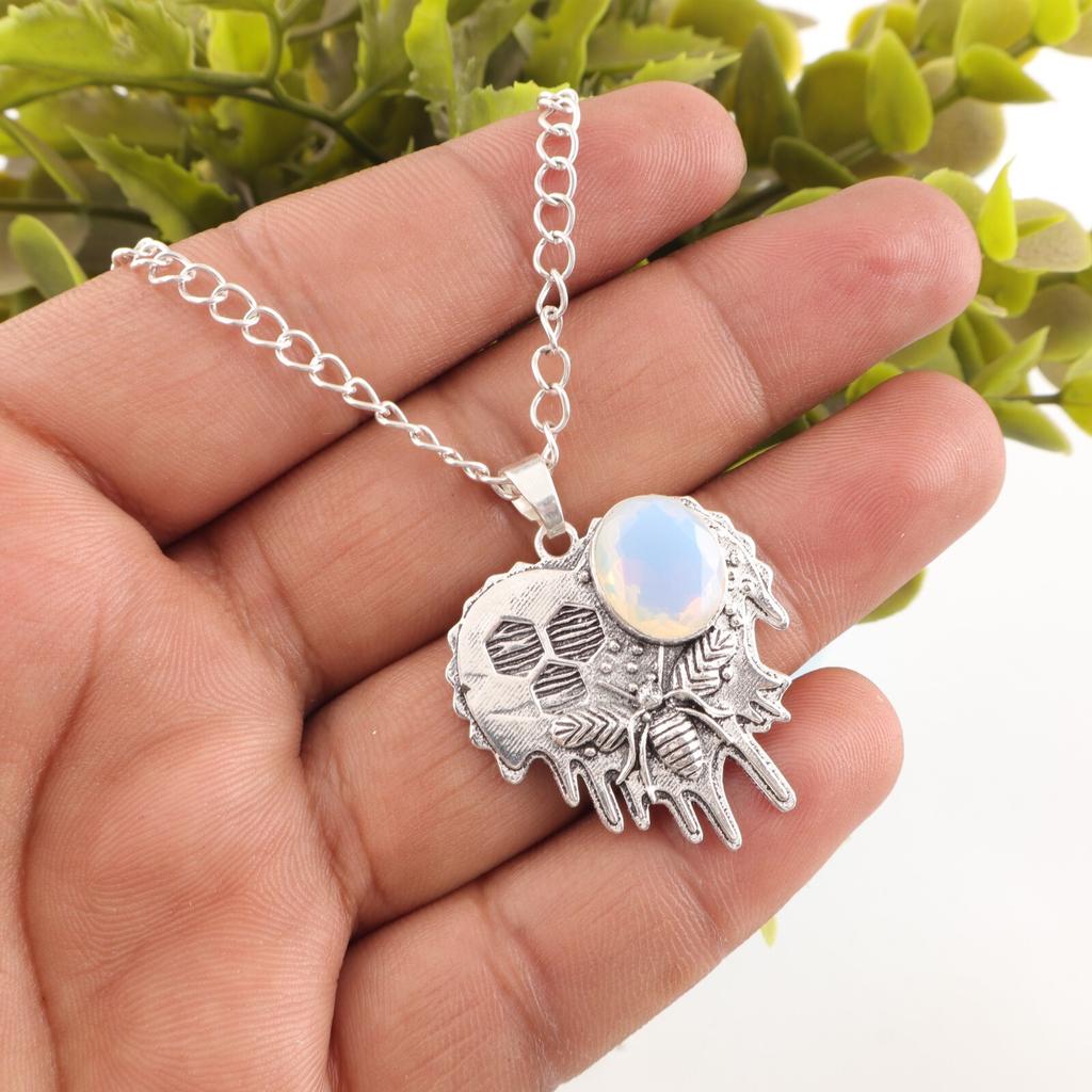 Milky Opal Gemstone 925 Sterling Silver Jewelry Pendant 1.49" For Wedding Gift CP-28-19