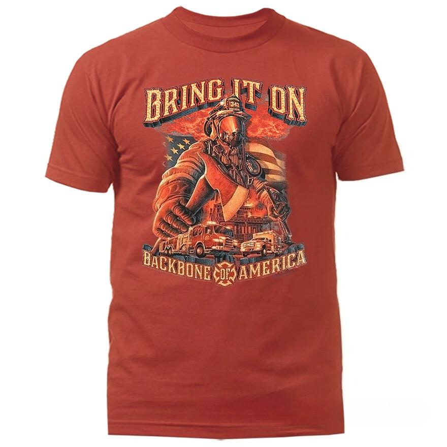 Backbone of America  American Firefighter Pride TShirt 100 Cotton ONeck Short Sleeve Summer Casual Mens Tshirt Streetwear S