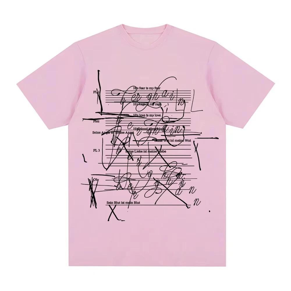 2026 New Summer ROSALIA Same Style Yellow Music Note TShirt Korean Style Crew Neck High Quality 100 Cotton Top Tshirts