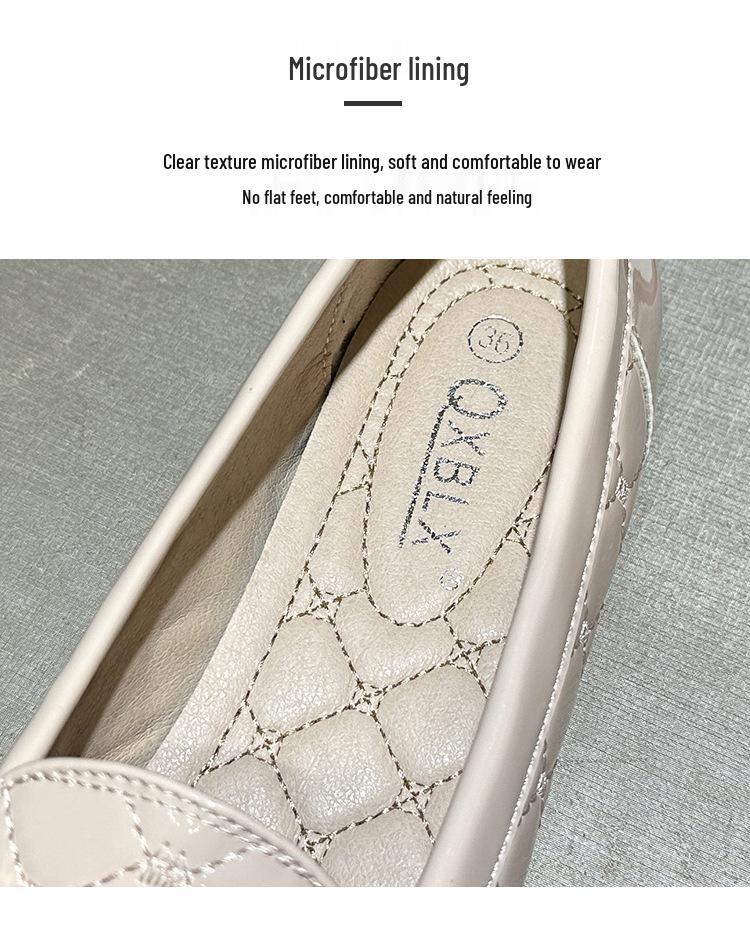 2026 Spring Women's Patent Leather Rhinestone Furry Loafers - Large Size, Velvet, Warm, Soft Sole
