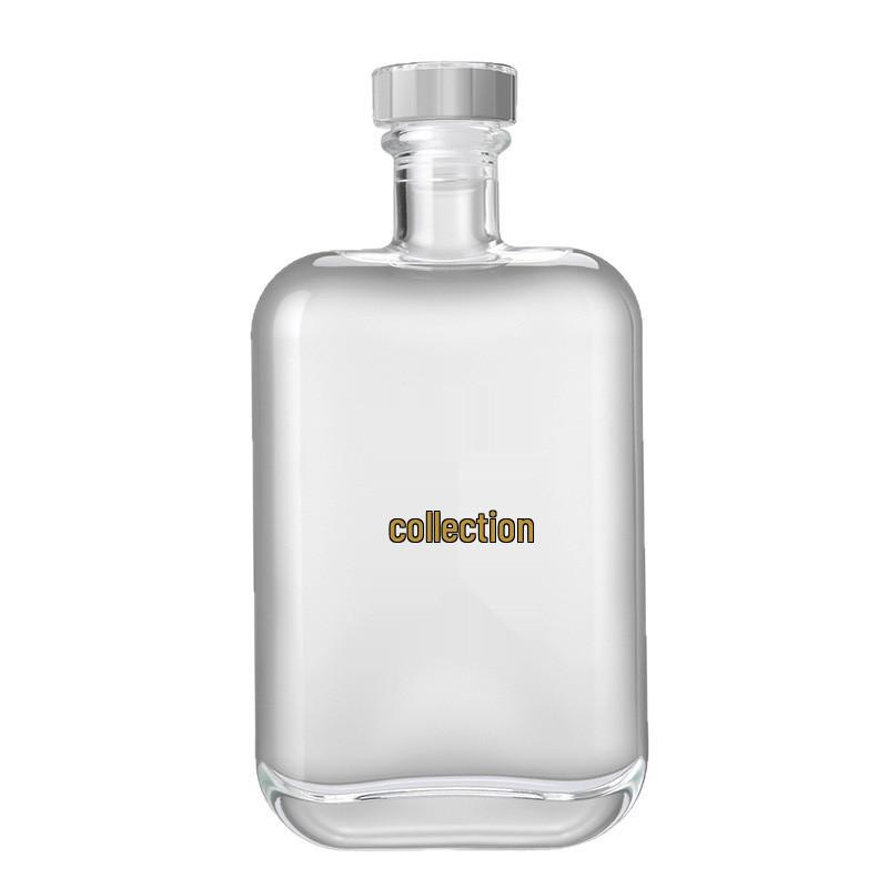 375ml Square Transparent Glass Baijiu Bottle with One Jin (500ml) Capacity, Sealed.