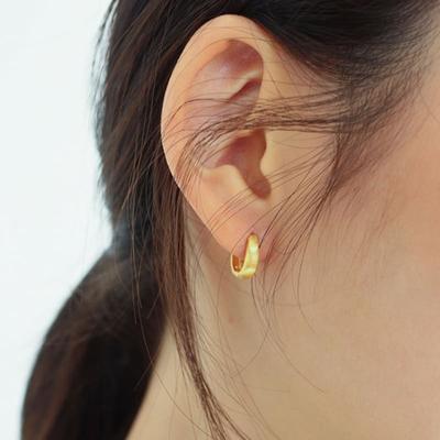 Modernlike 14k Gold-filled Silver Matte Oval One-touch Hoop Earrings