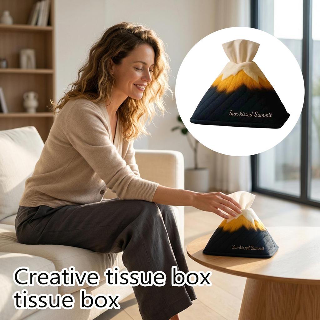Creative Pyramid Shaped Tissue Box Cover Soft Fabric Material Designed for Standard Size Tissue Boxes Suitable for Home Office and Car Use