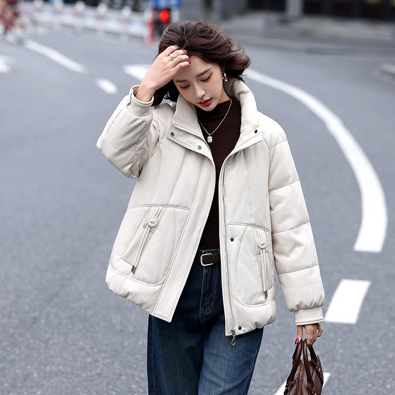 Plus size down jacket women's short high stand-up collar winter new white duck down jacket loose thick top