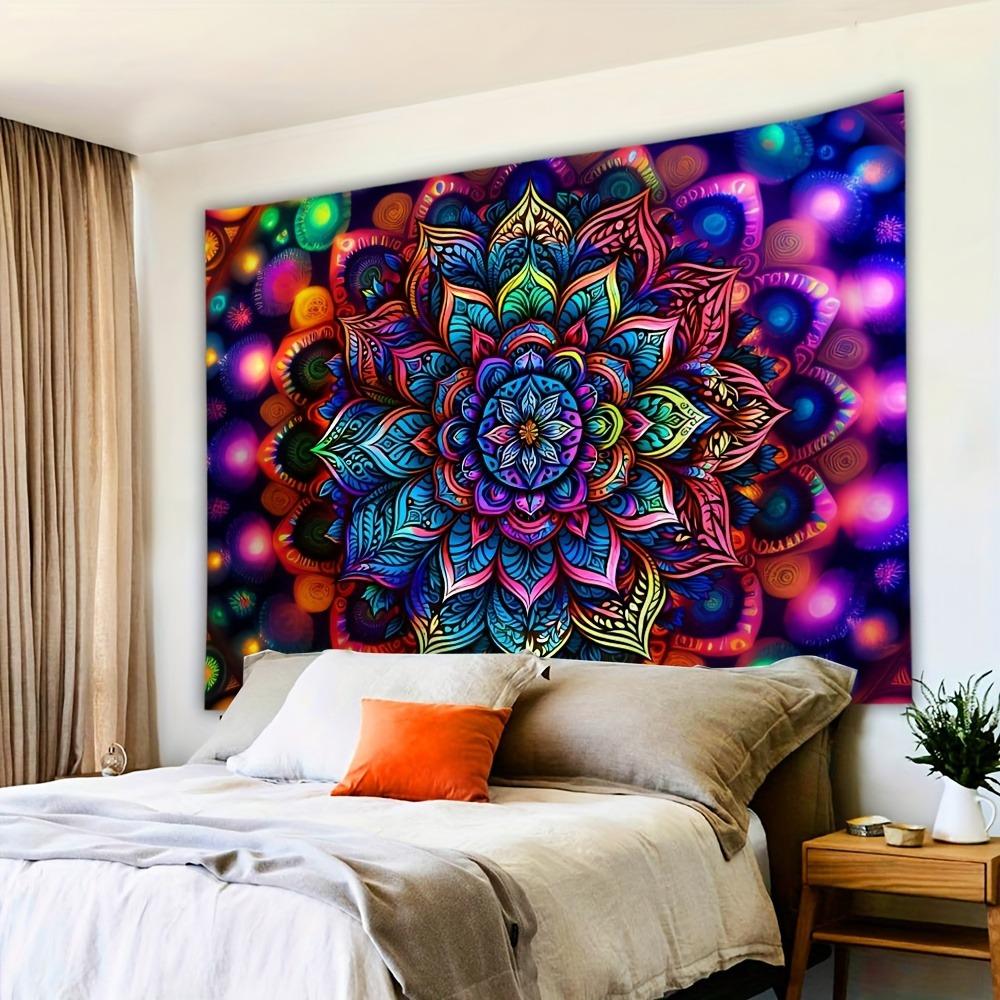 1pcs Bohemian Mandala Starry Sky UV Tapestry UV Fluorescent Wall Decoration Requires UV Exposure Home Aesthetics Decoration