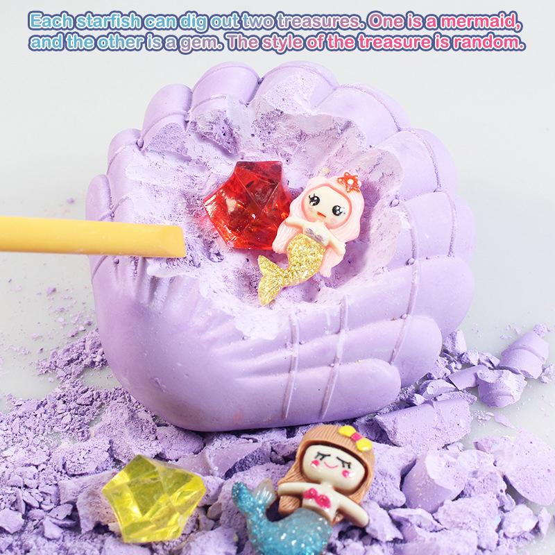 Mermaid Shell Gemstone Digging Kit Archaeological Excavation Handmade Toys Children Excavation Treasure Fossils Kit For Kid Gift