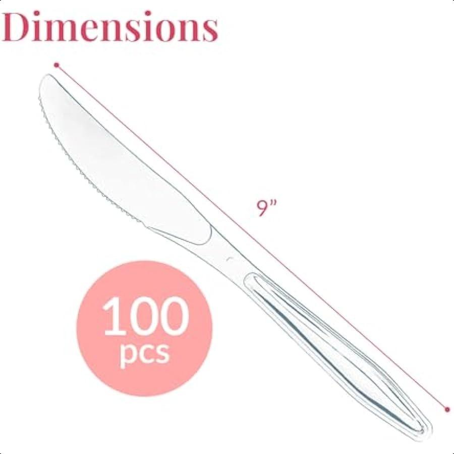 

100 Прозрачных Пластиковых Ножей Сверхпрочный Набор Одноразовых Ножей Элегантные Пластиковые Столовые Приборы Премиальные Столовые Приборы для Вечеринок Прочные Столовые Приборы United States