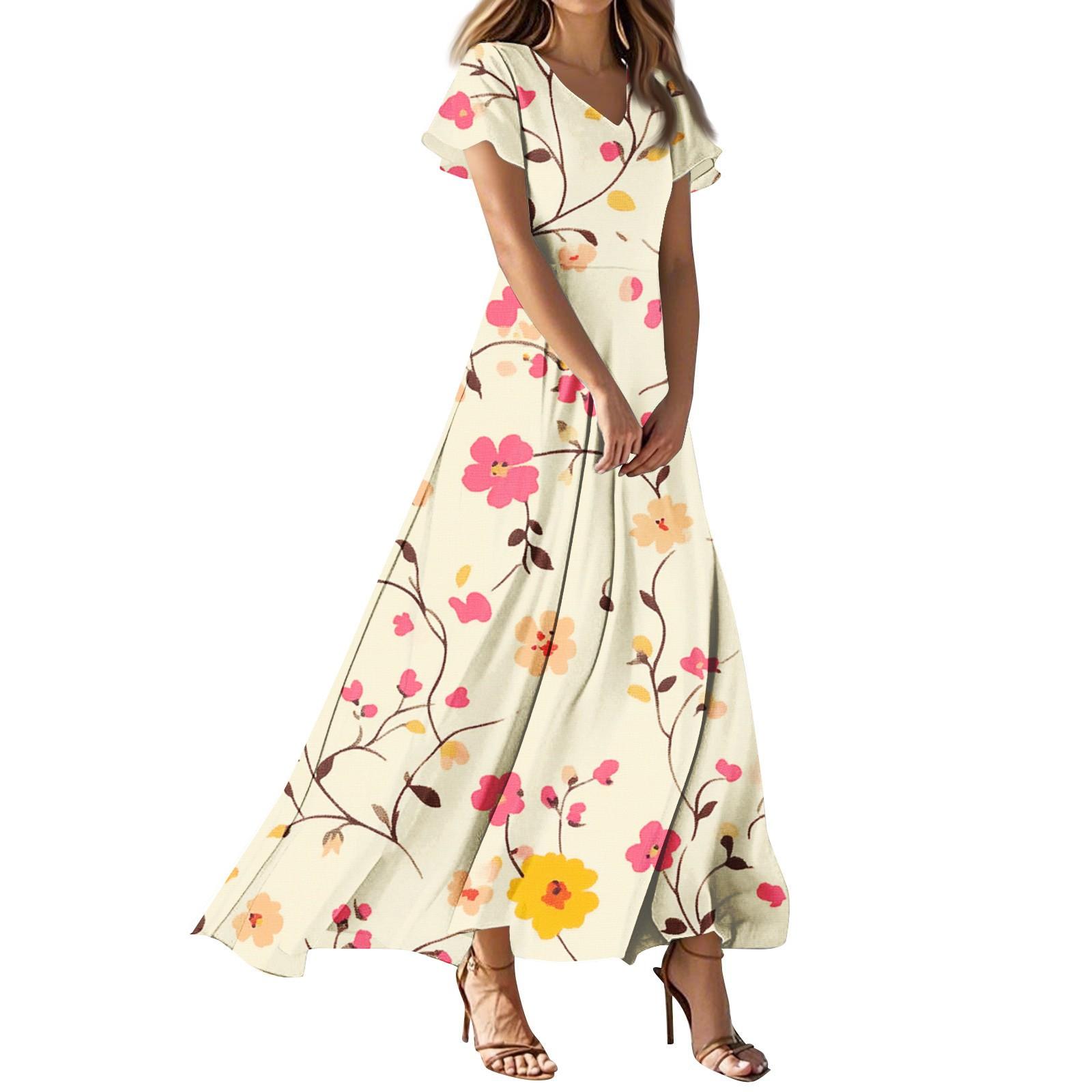 

Платья для женщин, летние, повседневные, на пуговицах, с V-образным вырезом, с коротким рукавом, для работы, платья XL жёлтый