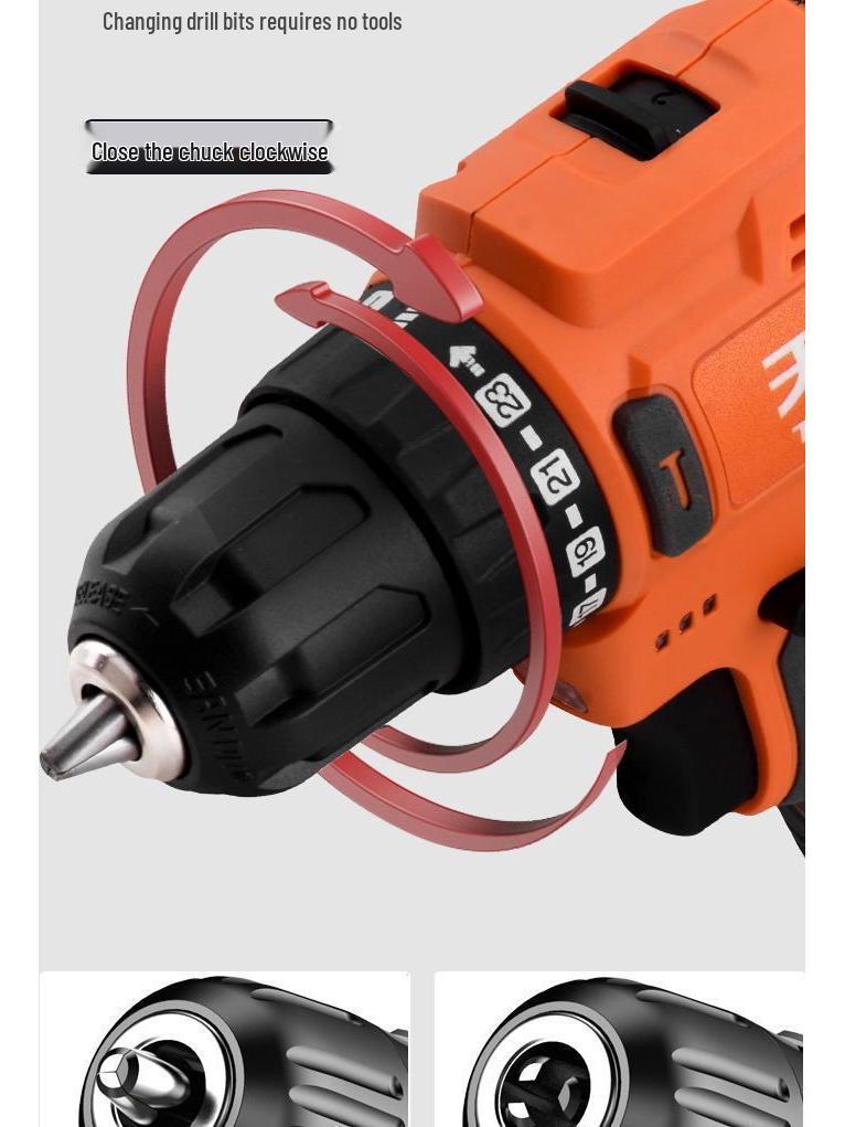 Compact Brushless High-Power Impact Drill with Rechargeable Lithium Battery for Household Use
