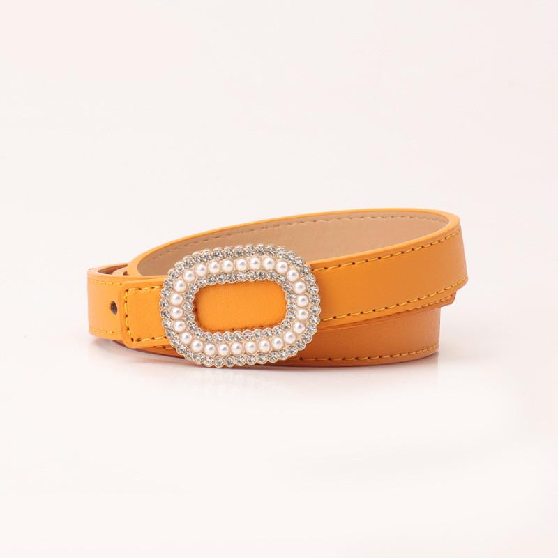 Pu Pearl Rhinestone Snap Closure Belt For Women Elegant Dress And Jeans Accessory