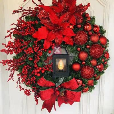 Christmas Garland 35CM Red Gold Christmas Wreath for Front Door Gold Window Wall Door Christmas Decorations 2023 Ornament