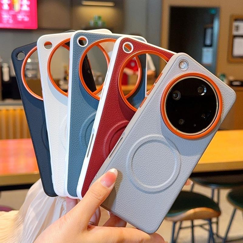 Phone Cases OPPO,Simple Soft Faux‑Leather Magnetic Phone Case