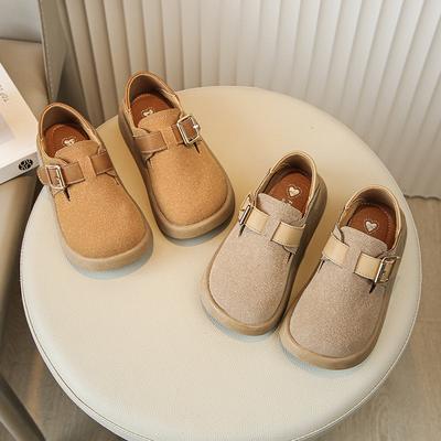 New Spring and Autumn Girls' Frosted Leather Shoes Boys' Soft-soled Toe Shoes