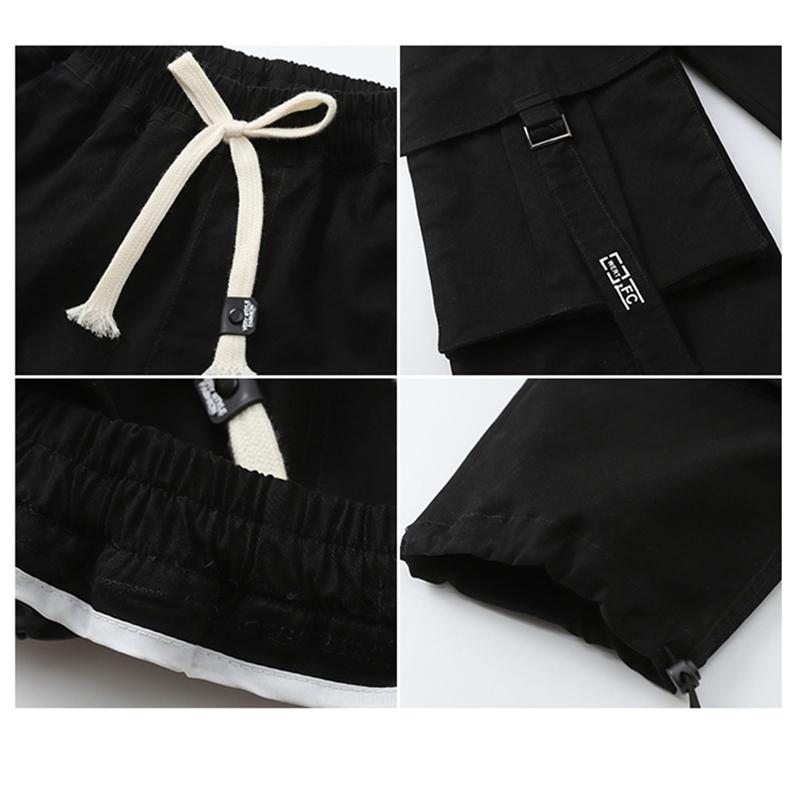 Child Cool Brown Cargo Pants with Side Pocket for Boy Loose Fit Sporty Drawstring Trousers Kids Hiphop Sweatpants