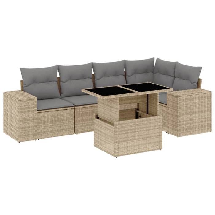 VidaXL Garden Lounge Set with Cushions 6 Pcs Beige Braided Resin 3269149
