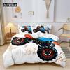 Boys Cartoon Car Duvet Cover Bedding Set Construction Vehicles Comforter Cover Kid Cartoon Machinery Truck Soft Polyester Decor