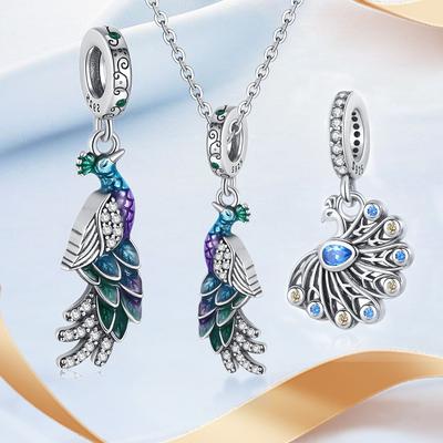 Beautiful Peacock Spreading Its Tail Copper Plated For Decorative Charms Copper Plated Genuine Original Fashion Bracelet For Making Jewelry