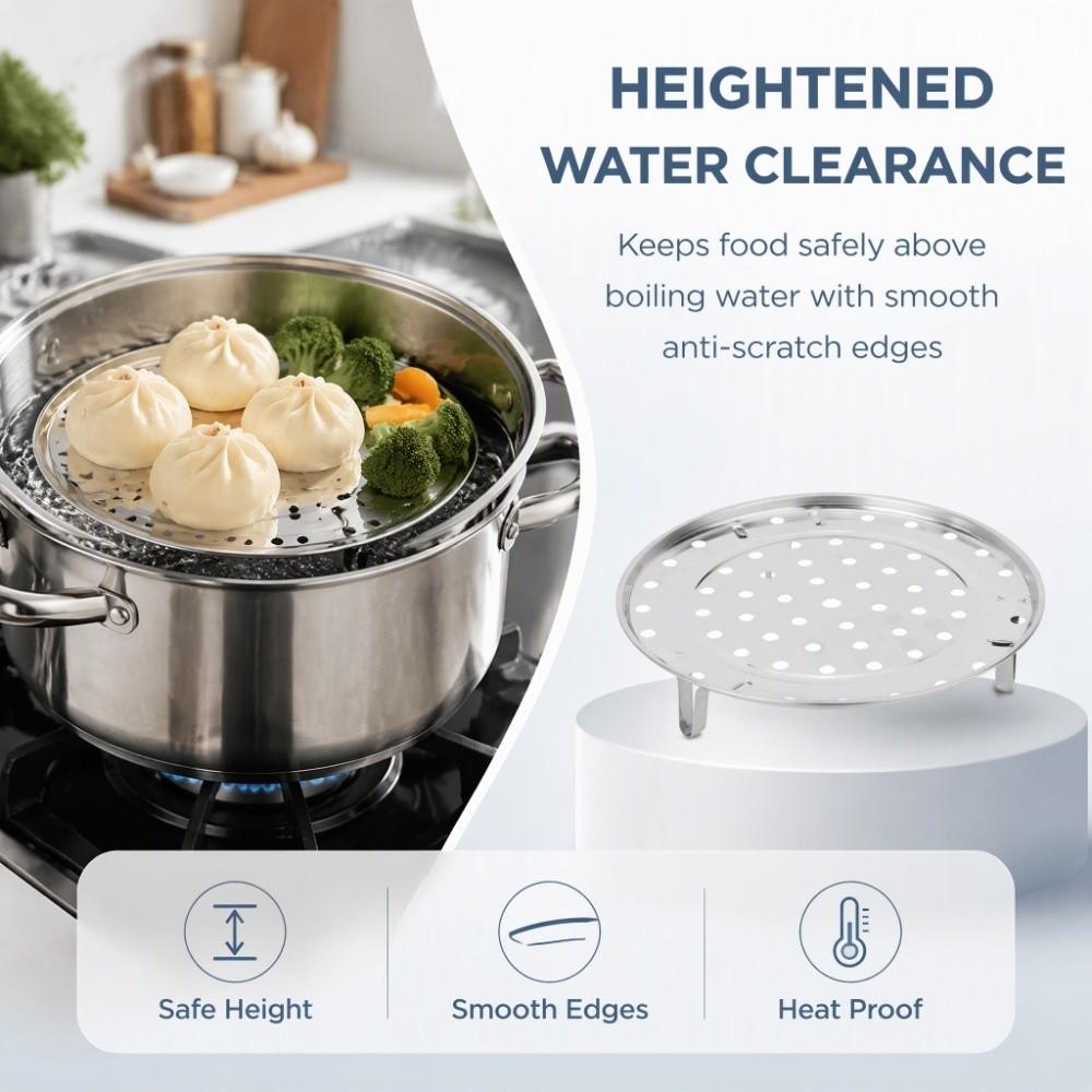 Round Shape Steam Holder Stainless Steel Steaming Plate Durable Steam Rack Stand Crock Pots