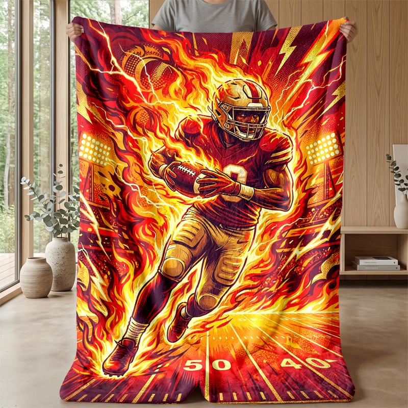 Electric Football Player 3 Theme blanket Lightweight Warm Flannel Blanket Decorative Throw Blanket for Home Decoration