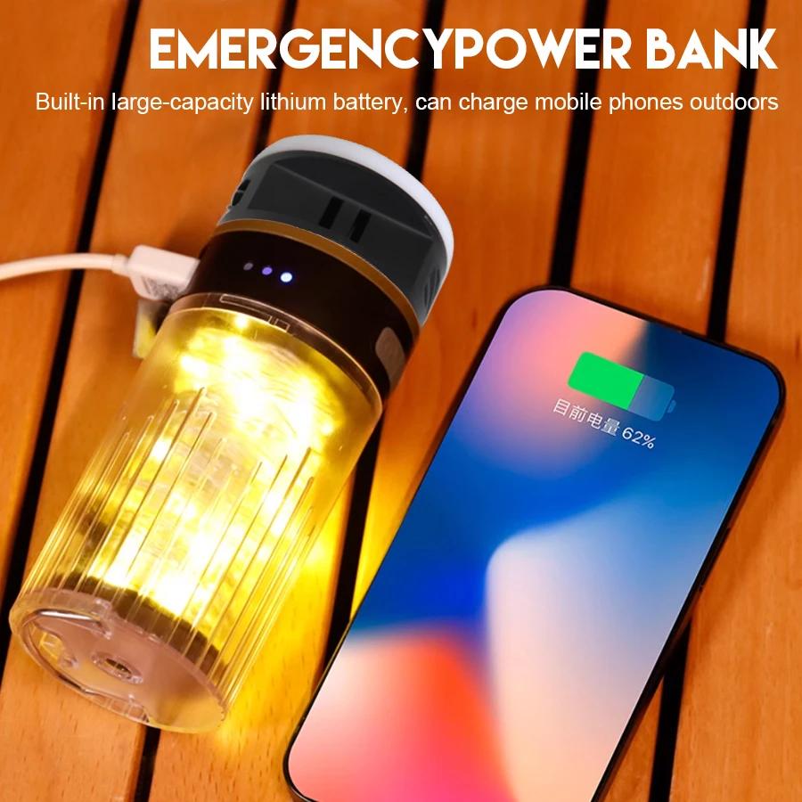 2-in-1 Multifunctional Portable Lantern LED Ambient Light String 2000mAh Bright Outdoor Waterproof Camping Light Rechargeable