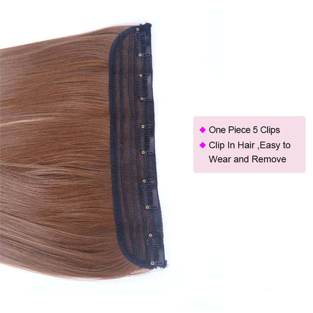Synthetic Hair Extension Clip Ins One Piece With 5clips Long Straight Hair Brown Blonde Color For Women Daily Use