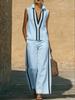 Set Canotta Senza Maniche Donna Colore a Contrasto Stile Europeo Lusso Leggero Estivo Trendy Elegante
