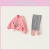 Girl Baby Autumn Outfit Set With Cartoon Print Cotton Comfortable Casual For Ages 3 To 8
