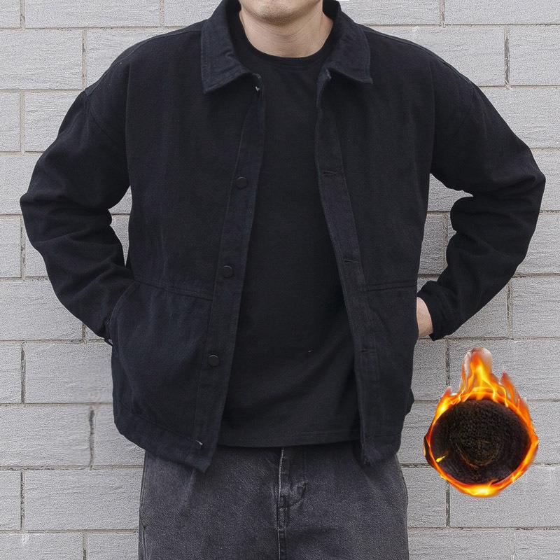 Retro Denim Jacket Men's Trendy Brand Black Men's Handsome Outside Wearing Loose Coat Men's Spring and Autumn