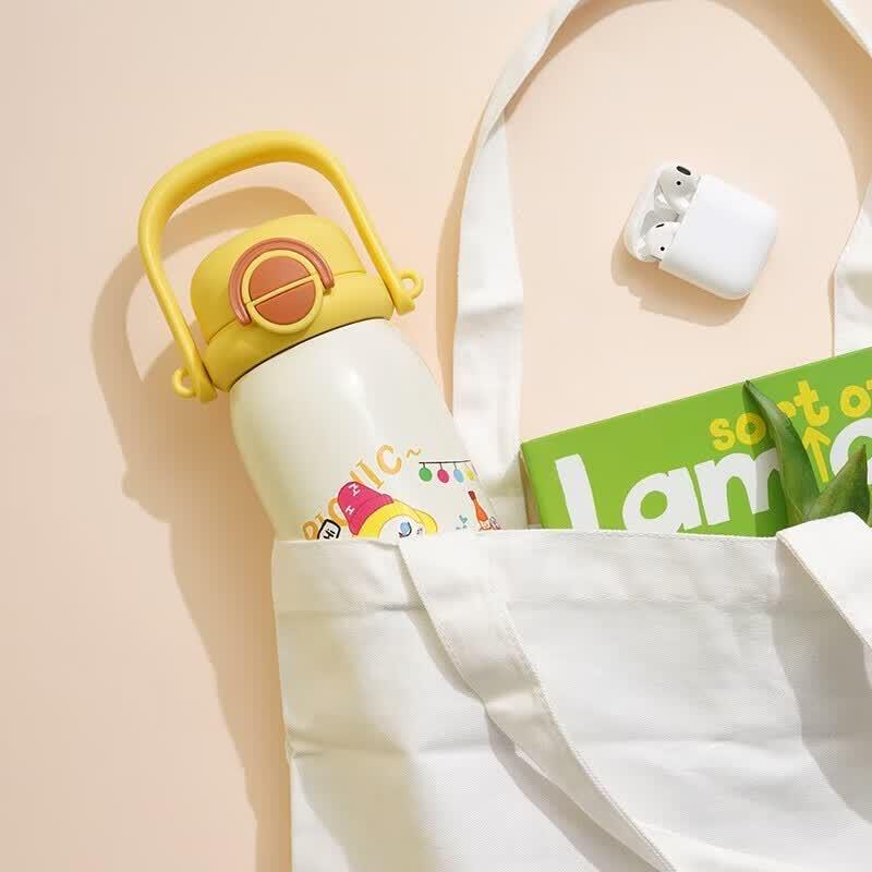 LOCK&LOCK Cartoon Portable Insulated Straw Water Bottle 780ML