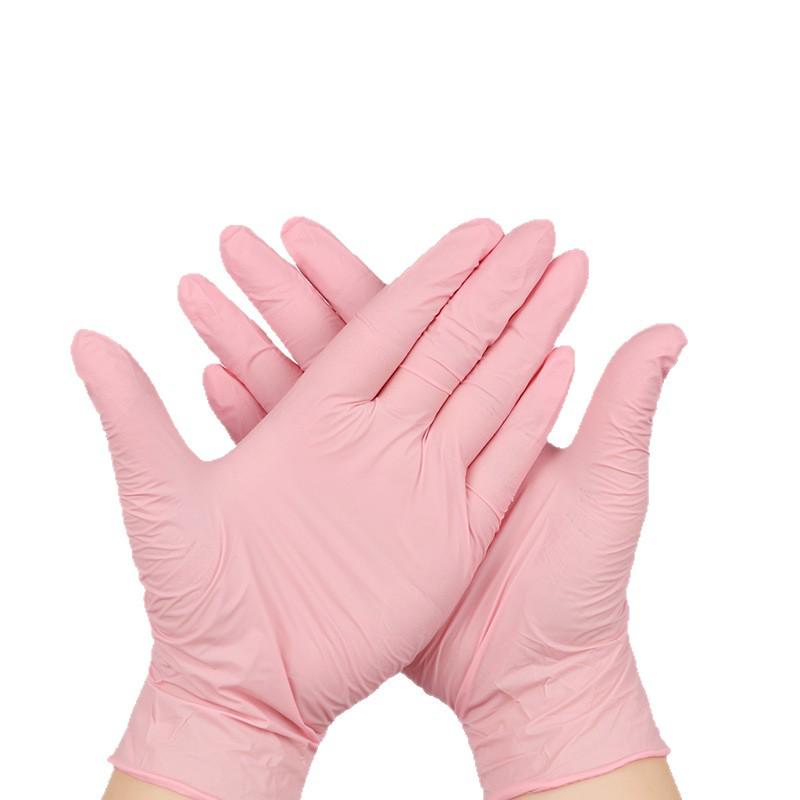 Intco High-Elasticity Pink Nitrile Powder-Free Gloves - Beauty & Dishwashing