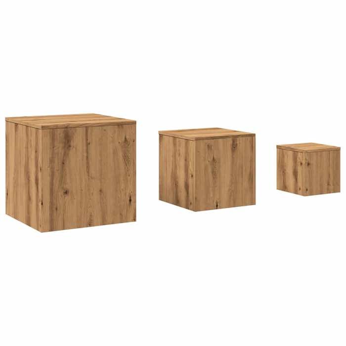 VidaXL Tables d'appoint 3 pcs chêne artisanal bois d'ingénierie, table basse, table de lampe, table d'extrémité, table, 856677