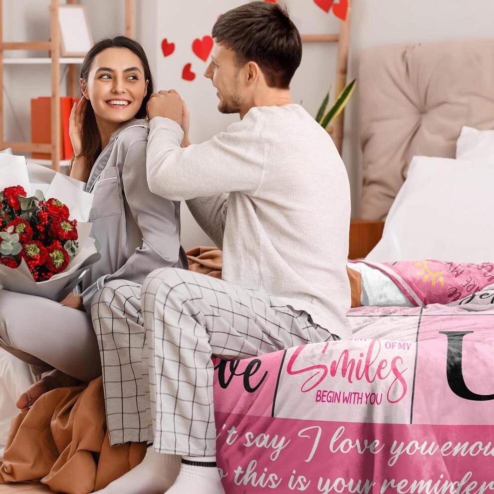 I Love You Gifts Blanket Polyester Throw Romantic Present for Her All Seasons Lightweight Machine Washable(30*40inch)