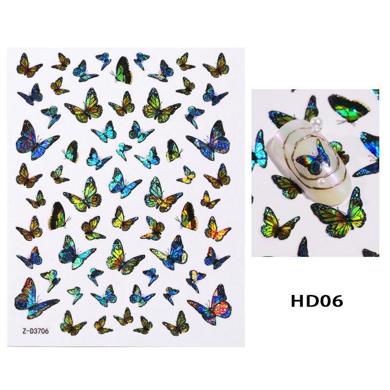 8 PC Holographic 3D Nails Stickers Nail Art Laser Butterfly Sticker Decal Butterflies Manicure Decoration Tool