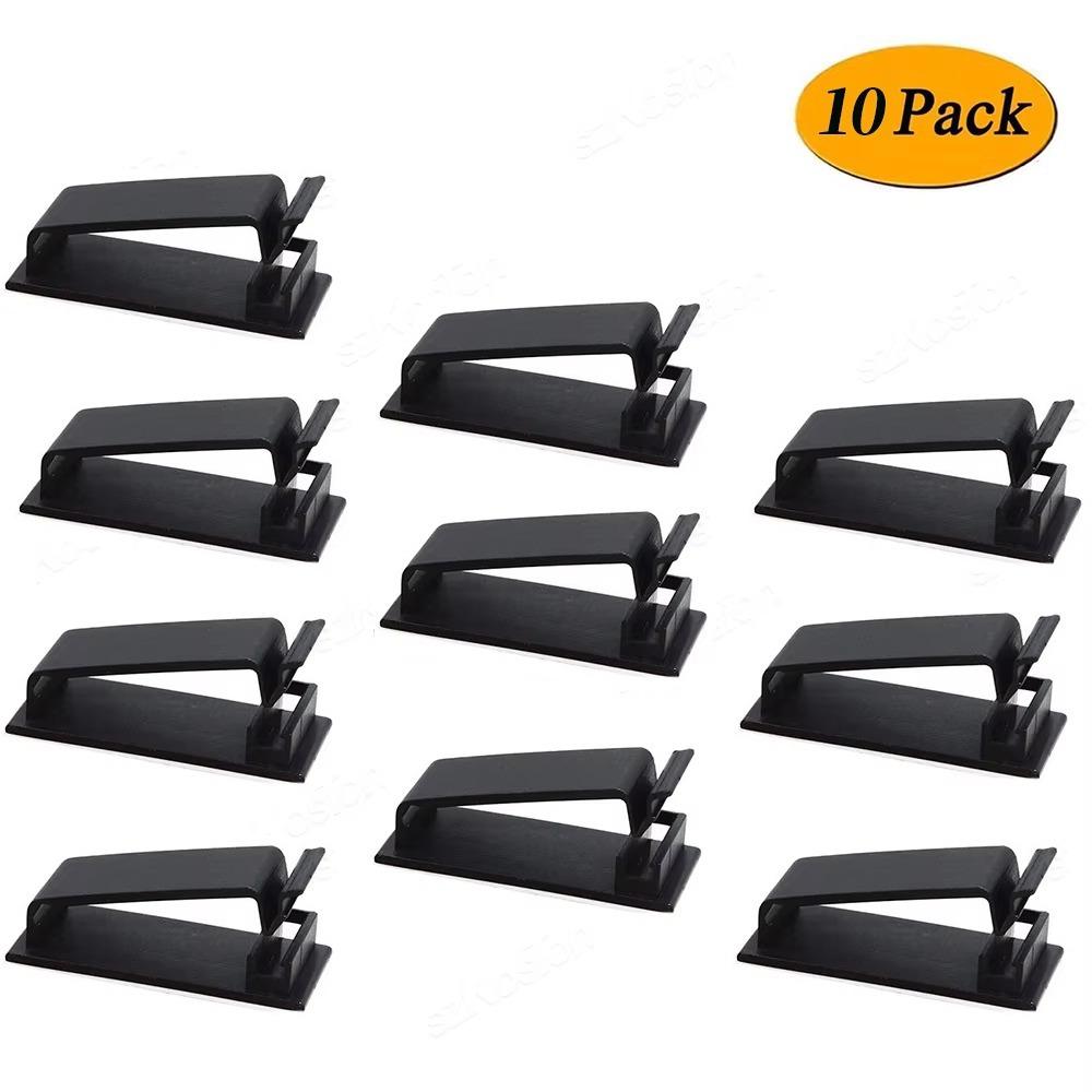 Cord Manager Self-adhesive Cable Organizer Black White Plastic Cable Clamp Cord Winder Desk Home Office