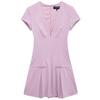 Fashion Style 2024 Fall and Winter New Women's Clothing Stylish Wide Pleated V Neck Short Sleeve Short Dress 4764264