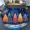 Winter Forest Round Area Rug,Carpet Rug for Living Room Bedroom Sofa Playroom Decor,Non-slip Floor Mat