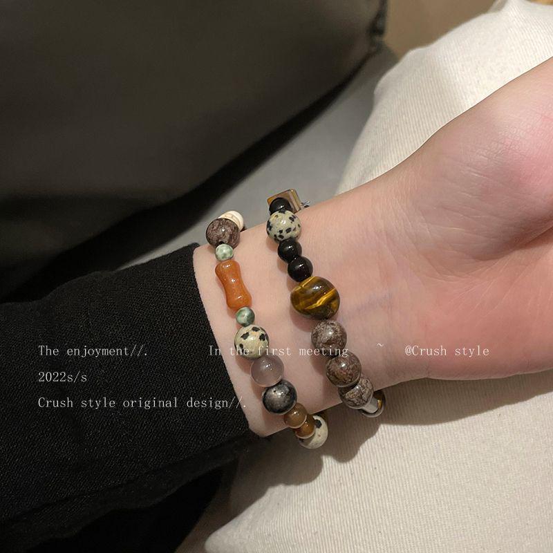 Handmade High-End Retro Tibetan Bead Bracelet with Natural Stone, Chinese Ethnic Style.