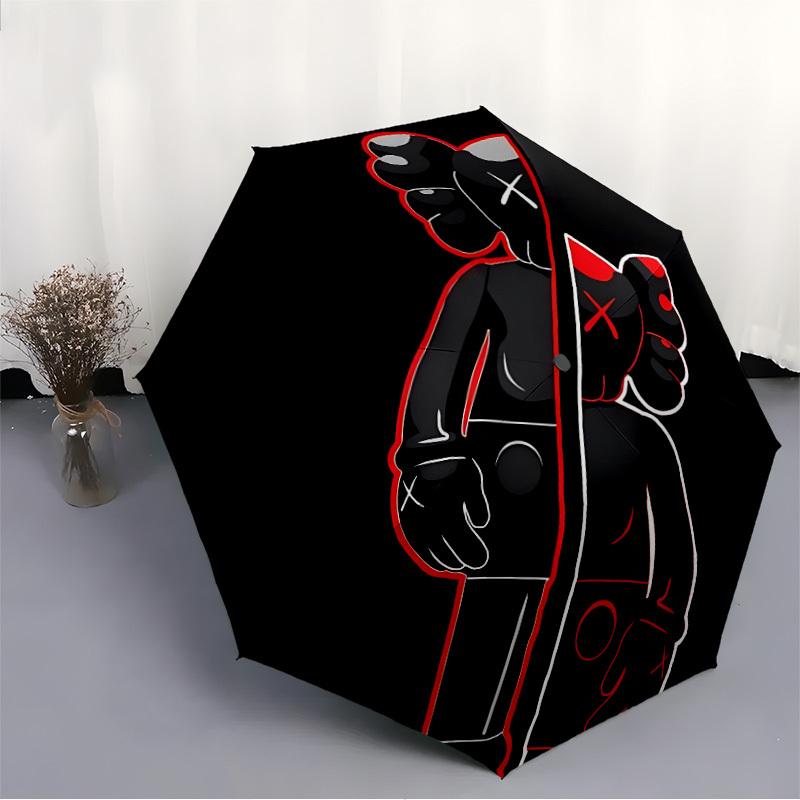 1pc KAWS Automatic Open/Close Cute Umbrella, Portable 3-Fold Compact Umbrella for Men & Women, Perfect Gift for Birthday081