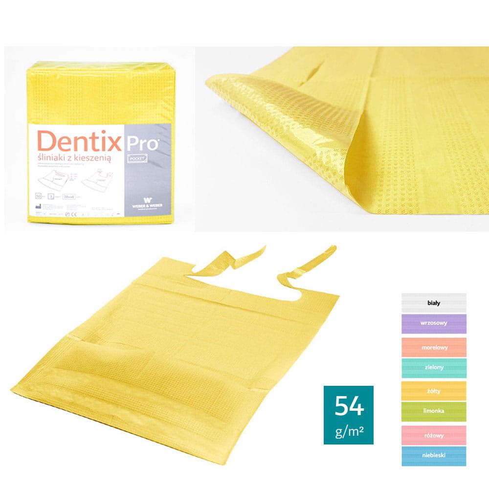 Tandhaklapp med ficka 39cm x 48cm Gul Folierad 54g Dentixpro 50st