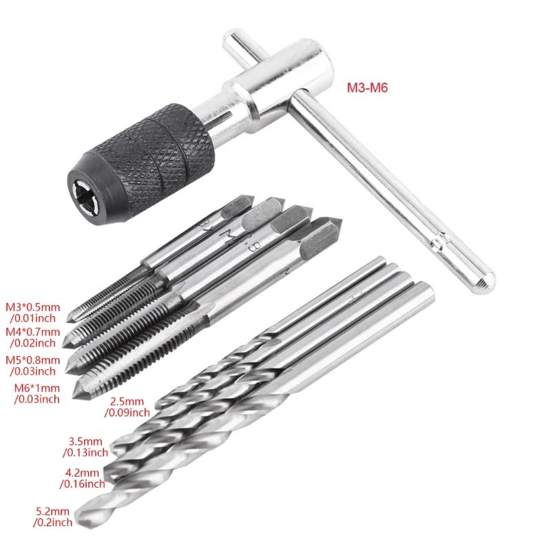 Multifunctional 9pcs T Handle Tap Wrench set Automotive Repair Tap set Upgrades designs  for Thread Repair & Creation