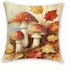 Home Decor Autumn-Themed Fox, Pumpkins, Lantern & Mushrooms Pillow Covers Pattern Cushion Cover Suitable For Sofa Bedroom Car