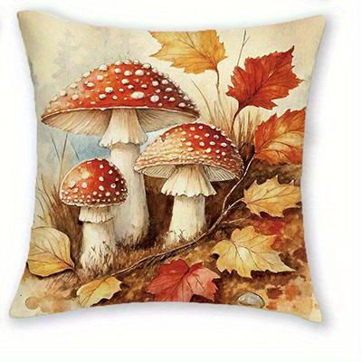Home Decor Autumn-Themed Fox, Pumpkins, Lantern & Mushrooms Pillow Covers Pattern Cushion Cover Suitable For Sofa Bedroom Car