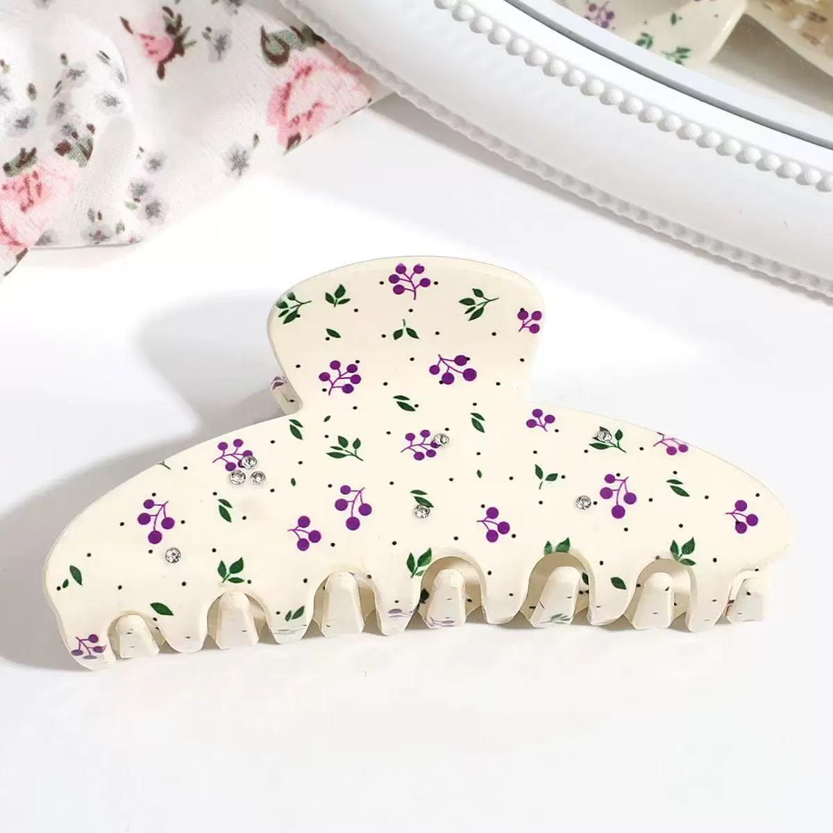 

1 шт. Корейский деликатный цветочный и фруктовый зажим для волос со стразами, высококачественный, ретро, с вишней, розой, сладкий полукруглый зажим для волос