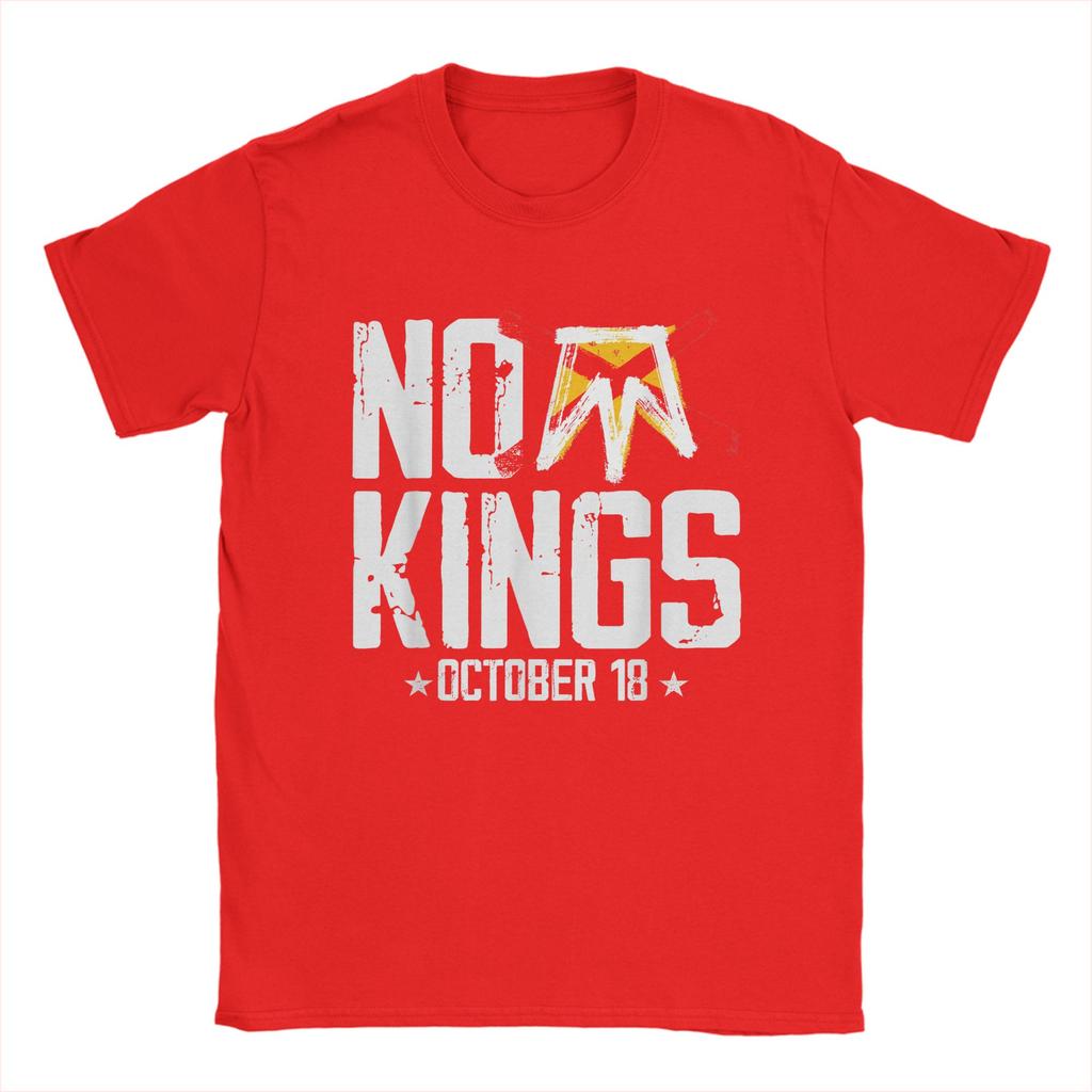 Herren T-Shirts No Kings 18. Oktober No Kings Day Lustiges Reines Baumwoll T-Shirt Kurzarm T-Shirts Rundhals Kleidung Geschenkidee