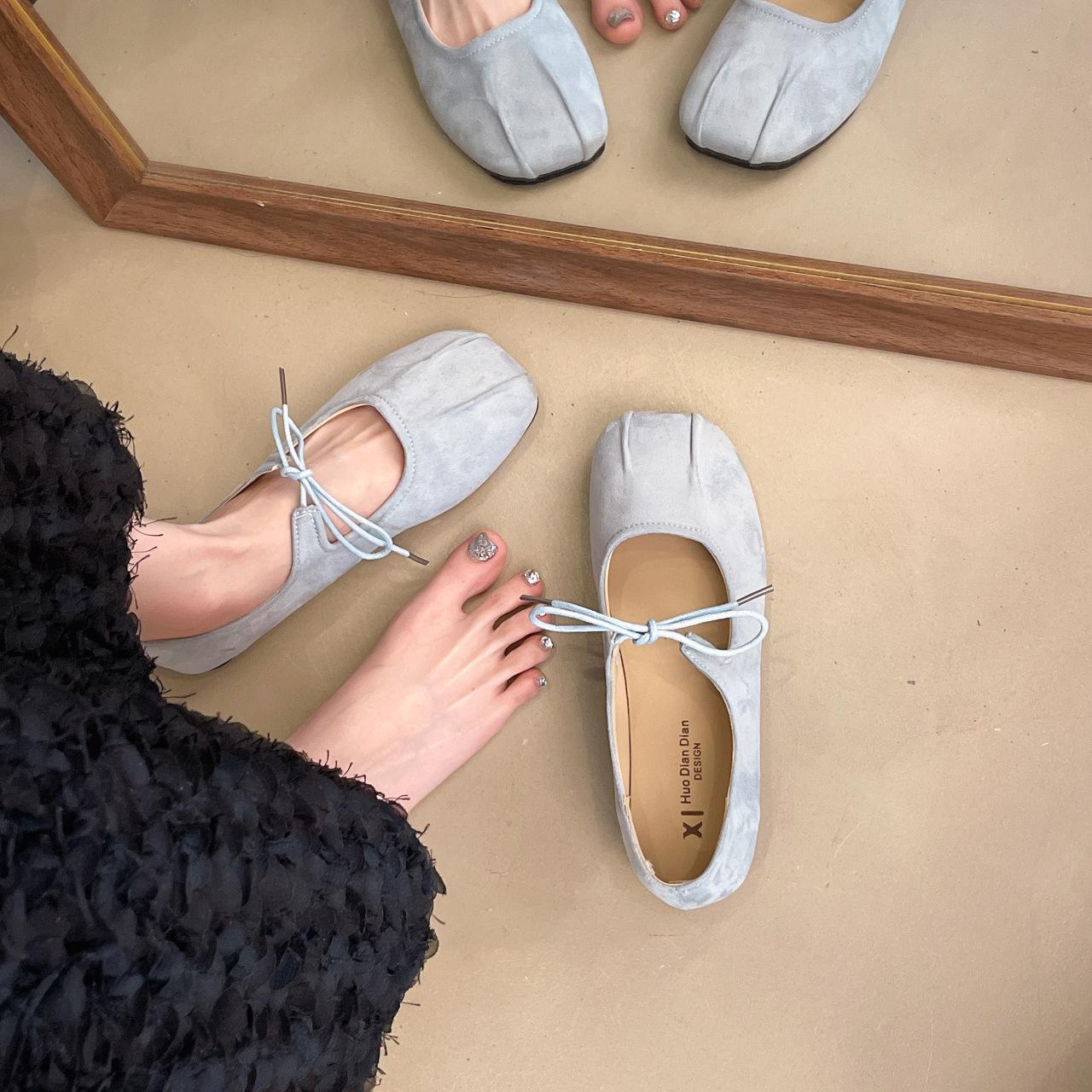 

Модные летние туфли-лодочки Модные универсальные туфли с мелким вырезом и мягкой подошвой Ретро повседневные туфли с квадратным носком Элегантные минималистичные женские балетки 35 синий