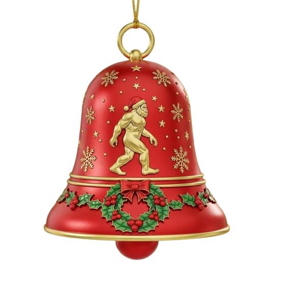 Big Foot Christmas Bell Ornament Metal Bell Christmas Tree Hanging Pendant Holiday Stocking Stuffers Gifts for Big Foot Lovers